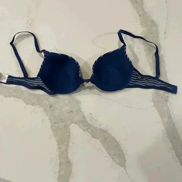 Calvin Klein Navy Blue Stripe Lightly Lined T Shirt Bra 34B - Picture 5 of 6